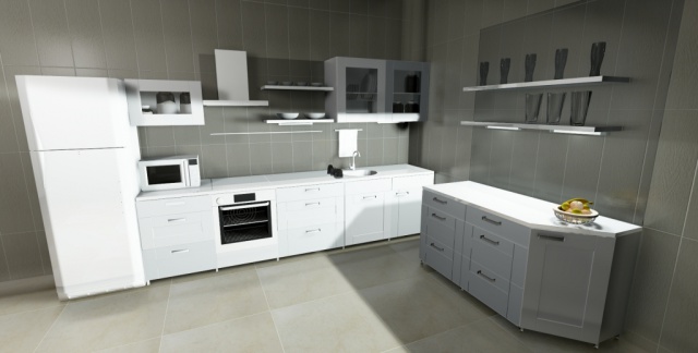 Эскиз кухни столовой 3д визуализация